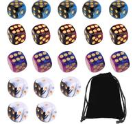 20 Pcs 6 Sided Dice Set, 16mm Polyhedral Acrylic D6 Game Dice for Board Games, Tabletop RPG, Maths Learning, Rounded Edges Smooth Roll