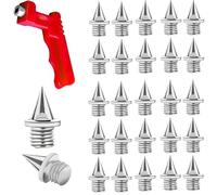 20 Pcs 6mm Track Spikes,Stainless Steel Running Athletics Sprinting Spikes for Running Shoes,With Wrench Track Replacement Cricket for Sports Field Sprint Country Competition Training,0.25Inch Silver