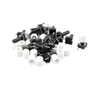 20 Pcs 6x6x12mm PCB Mount Momentary 4 Pin Push Button Tactile Tact Switch w Cap