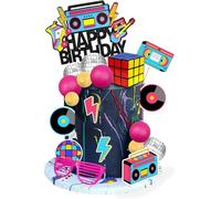 20 PCS 80s 90s Cake Toppers Retro Hip Hop Cake Decorations for Born in the 80's 90’s Decade Throwback Party Decorations Supplies