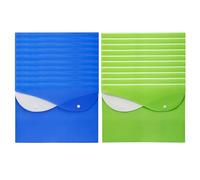 20 PCS - A4 Plastic Document Wallet with Dual Pocket with Press Stud Closure Foolscap Wallet Portfolio Document Project Folder Paperwork Organizer for Home Office School - (Royal Blue + Green)