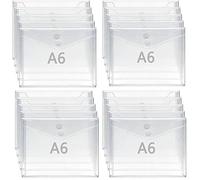 20 Pcs A6 Clear Small Document Folders with Popper, Waterproof Transparent Envelope Files with Snap Button for School Home Office Travel Paperwork Organization, Portable Reusable Folders, 16x11.5cm