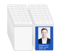 20 Pcs A6 Large Vertical Badge Holders: Waterproof Portrait Clear ID Card Holder Plastic Pocket Pouches - 17 x 11.5 cm Card Sleeve Name Tag Badges ID Holder Holds - for Office Conference Business