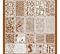 20 Pcs Abstract Texture Stencils Mixed Size Geometric Stencils for Painting Reusable Templates with Wave Brick Floral Designs for Painting on Wall Decor Canvas DIY Projects