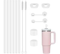 20 Pcs Accessories for Stanley Cup,Silicone Straws Reusable 30cm with Spill Proof Stopper,Straw Tip Cover,Leak Proof Long Straws with Cleaning Brush for Stanley Cup 30oz 40oz