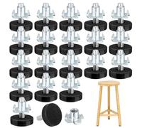 20 Pcs Adjustable Levelling Feet M6 Thread Adjustable Feet for Furniture Feet Heavy Duty Furniture Levellers with Nuts Screw in Table Chair Feet Floor Protector for Table Cabinets Chairs