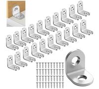 20 Pcs Angle Brackets, Wood Corner Bracket Galvanised L Shaped Brackets, 20 x 20 mm for Fixing and Repairing Furniture Shelving, Heavy Duty Equiped with 40 Screws