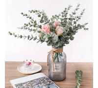 20 Pcs Artificial Eucalyptus Stems Leaves Branches Garland Faux Flowers Plants for Flower Arrangement Party Decoration Faux Eucalyptus Leaves Wedding Home Garden Table Centerpiece