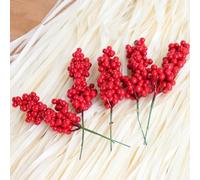 20 Pcs Artificial Red Berries, 7.87 Inch Artificial Red Berry Stems Fake Berry Branches for Christmas Tree Festival Holiday Home Decoration