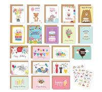 20 pcs Assorted Birthday Cards with Envelopes and Stickers, Blank Inside Design DIY Happy Birthday Greetings Cards 6x4 inch for you Personalized to Family or Friends(COLOR:Multicolor)