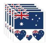 20 PCS Australia Flag Tattoo,Australian Banner Tattoos Decoration Decal, Rectangle Heart Waterproof Sticker for Party Parade