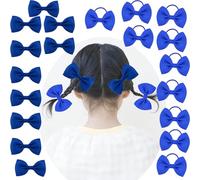 20 Pcs Baby Girls Bow Hair Clips, Royal Blue, Hair Barrettes, Ponytail Holder, Hair Ties Elastic Rubber Bands, Toddlers Bow Bobbles Girls Hair, Headpiece Styling Accessories for Women, Girl