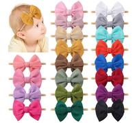20 PCS Baby Headband Bows Nylon Baby Girl Bows and Headbands Super Soft Baby Headbands Hair Bows Stretchy Hairbands with Bows for Baby Girls Newborn Infant Toddlers