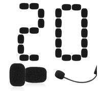 20 Pcs Balck Headset Microphone Covers Foam, Lapel Headset Microphone Windscreen Foam for Noise Reduction, Dust and Saliva Protection, Compatible With Various Headset Microphones