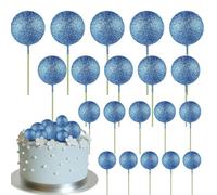 20 Pcs Ball Cake Topper Decorations Mini Balloons Cake Topper Sticks Blue Glitter Balls Cake Picks Cake Topper Balls Cake Decorations for Wedding Birthday Cake Decorations