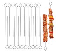 20 PCS BBQ Metal Skewers Stainless Steel, 7.87''/20cm Food-Grade BBQ Lacers, Reusable Kebab Skewers for Grilling, Oven, and BBQ