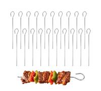 20 PCS BBQ Small Metal Skewers Stainless Steel 6.29"/15cm Food-Grade Kebab Skewers Turkey Lacers Reusable Skewer for Air Fryer, Metal Skewer for Oven Camping Campfire Trussing Turkey