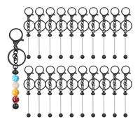20 Pcs Beadable Keychain Bars, Black Metal Key Ring Chains for DIY Custom Jewelry Making, Craft Supplies for Personalized Bag Charms and Gifts, Fits 0.24-0.39 in Beads