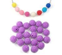 20 Pcs Bedazzling Purple Resin Rhinestone Beads for Jewelry Making,18x20 mm Disco Ball Beads Shiny Crystal Round Bead Bulk for Crafts Chain Bracelets Earring DIY Birthday Gifts