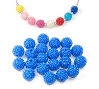 20 Pcs Bedazzling Royal Blue Resin Rhinestone Beads for Jewelry Making,18x20 mm Disco Ball Beads Shiny Crystal Round Bead Bulk for Crafts Chain Bracelets Earring DIY Birthday Gifts