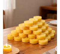 20 PCS Beeswax Tealight Candles, Pure Beeswax Candles with Cotton Wick, 4-Hour Burn Time, Handmade, Non-Toxic & Eco-Friendly for Relaxation