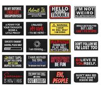 20 PCS Believe in Yourself,Ew People,Hello My Name is Trouble etc Patches Funny Tactical Embroidered Applique Emblem Hook and Loop Badge Patches for Pants,Clothes,Coat,Biker,Hat,Armband,Jacket