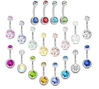 20 PCS Belly Button Bars, Belly Bar Button Piercing Color Diamond Flash Is Suitable for Both Men And Women Navel Piercing Jewelry for Pairing With Swimwear Summer Tops And Beachwear Accessorie