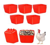 20 Pcs Bird Cage Cups Chicken Waterer Feeder Bird Water Dispenser Hanging Quail Waterer Pigeon Feeder for Pigeon Quail Parakeets Rabbit Poultry (Red)