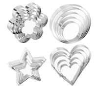 20 PCS Biscuit Cutters for Baking Stainless Steel Star Circle Cutter for Food Flower Shaped Heart Cookies Cutters Set Heart Small Star Cookies Cutter for Valentine's Day Holiday (4 Styles 5 PCS Each)