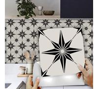 20 PCS Black and White Tile Stickers, 15x15cm Classic Eight-Pointed Star, Peel and Stick Adhesive Tiles for Wall Backsplash Waterproof, Cooker Kitchen Splashback Backsplash Self Adhesive