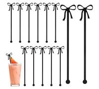 20 Pcs Black Bow Drink Stirrers Acrylic Bow Drink Stirs Sticks Coffee Stirrers for Wedding Bridal Birthday Party Favors Decorations Supplies