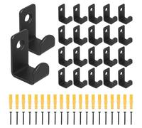 20 Pcs Black Coat Hooks Wall Mounted, Small Heavy Duty Carbon Steel L-Shaped Wall Hooks with Yellow Anchors and Screws for Hanging Coats Clothes Hat Robe Towel Keys Bags Bathroom Kitchen Door Entryway