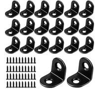20 Pcs Black Cupboard Brackets L Shape Right Angle Brackets for Shelves, Stainless Steel Corner Brace with Screw for Furniture, Cabinet, Board, Wood