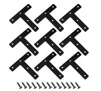 20 Pcs Black Flat Corner Brace Brackets,80mmx80mm T Shaped Metal Brackets,Right Angle Corner Brace,Mending Plate Bracket with Screws