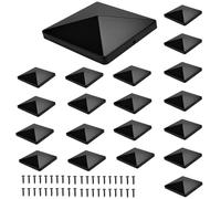 20 PCS Black Plastic Fence Post Cap, Fence Post Toppers 4''x4'' Square Column, with 40pcs Screws, Pyramid Design, Durable Outdoor Post Covers,Fence Post Tops Cover Prolong The Life of Your Fence