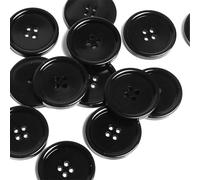 20 Pcs Black Resin Buttons,Round Buttons 4 Hole Buttons,Sewing Buttons Coat Making Buttons,20mm Large Round Buttons,Black Resin 20mm Round Buttons for Crafting, Sewing, Replacement, Knitting