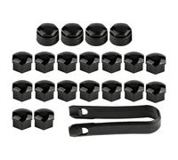 20 Pcs Black Wheel Nut Caps Bolt Covers 17 mm Universal including 16 Standard Ones 4 Locking Ones Removal Tool