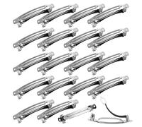 20 PCS Blank French Barrette Hair Clip Set, Silver Metal DIY Craft Hair Accessories Barrette Clips Snap Clasps for DIY Craft Bows for Women