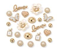 20 Pcs Bling Shoe Charms for Clog Shoes, Crystal Diamond Butterfly Flower Pearl Croc Charms for Women Girls, Sparkly Rhinestone Jibbitz Crocs Charms Accessories for Sandals Decoration