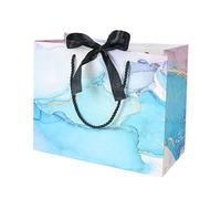 20 Pcs Blue Marble Pattern Bags with Tie Closure Clothing Store and Cosmetic Paper Bags, Handled Tote for Retail Packaging Gift Wrapping Supplies(Nero,M)