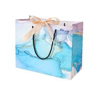 20 Pcs Blue Marble Pattern Bags with Tie Closure Clothing Store and Cosmetic Paper Bags, Handled Tote for Retail Packaging Gift Wrapping Supplies(Gold,XL)