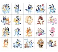 20 Pcs Bluey Temporary Tattoos Stickers Birthday Party Supplies Anime Cartoon Fake Tattoos Stickers Party Favors for Kids Boys Girls