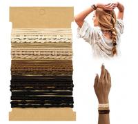 20 Pcs Boho Hair Ties for Women, Braided Elastic Ponytail Holders and Wrist Bracelets, Soft Nylon Cotton Hair Bands for Thick Thin Curly Long Short, 4 Styles, Mocha Mix (Mocha)