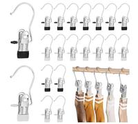 20 Pcs Boot Hanger Clips, FAURAPMNG Laundry Hooks, Heavy Duty Hanging Clips Hook Clothes Pins, Stainless Steel Clip Hangers, Portable Clothes Pins Towel Clips for Closet, Travel, Pants Hats Socks