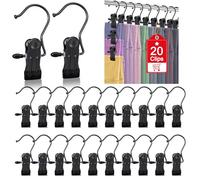 20 Pcs Boot Hangers Clips for Closet, Heavy Duty Legging Organizer for Closet Hanging Pants Hangers with Clips Clothes Pins Hanger Clips Laundry Hooks Bra Towel Socks Hats Tall Boots Home Travel Black