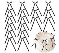 20 Pcs Bow Cake Toppers, Black Bows tie for Cake Decorations Reusable Cute Bowknot Ribbons, Coquette Bows for Baby Shower Anniversary Bridal Dessert Picks Birthday Wedding Party
