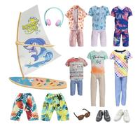 20 Pcs Boy Dolls Clothes Compatible with Ken Doll, Including 6 Short-Sleeved Tops 1 Shirt 2 Trousers 6 Shorts 1 Sailing Boat 1 Headphones 1 Glasses 2 Shoes for 12 inch Boy Dolls