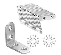 20 Pcs Brackets for Wood, 40 x 40mm Corner Code Stainless Steel Angled Brackets 90 Degree Corner Holder Brace and L Bracket with Screws for Chairs and Bookshelves