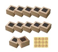 20 Pcs Brown Cupcake Boxes Single Cupcake Boxes Individual Cake Boxes Window with 24 Stickers Bakery Pastry Boxes for Desserts Pastries Cookies Small Cakes Candy Pies & Gifts