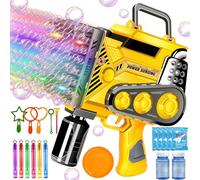 20 Pcs Bubble Gun Set Bubble Machine for Kids Adults Outdoor, Automatic Engineering Bubble Blaster with Bubble Wands & Light, Boys Girls Summer Gift Toy for Birthday Holiday Party